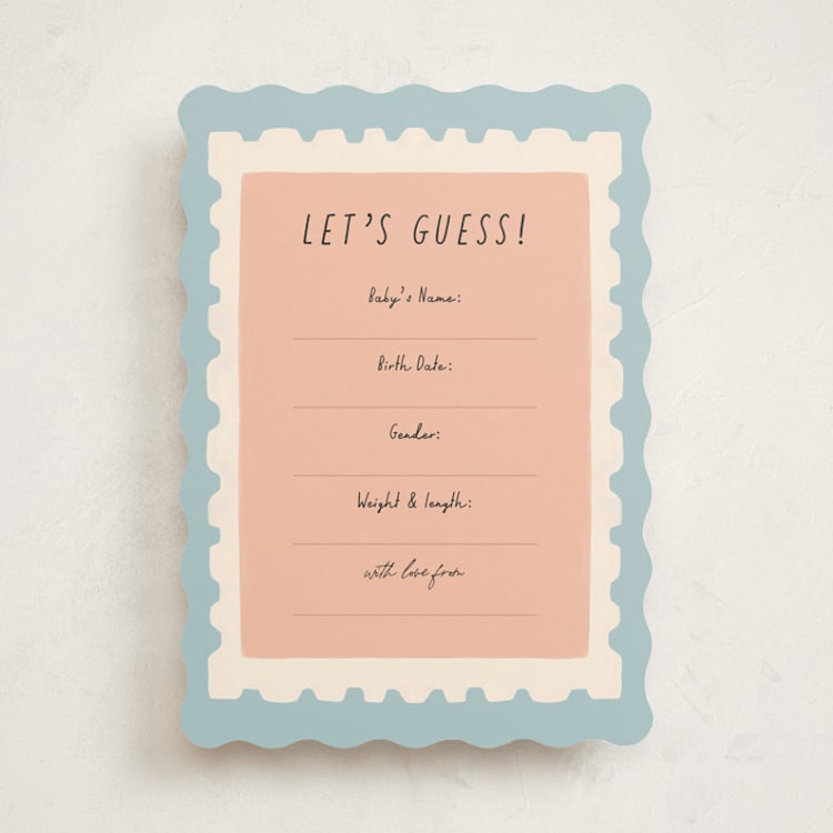 "Stamp" - Baby Shower Game Cards in Sky by Elly - Front