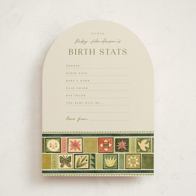 "fairytale ornament" - Baby Shower Game Cards in Creme by Anastasia Makarova - Front