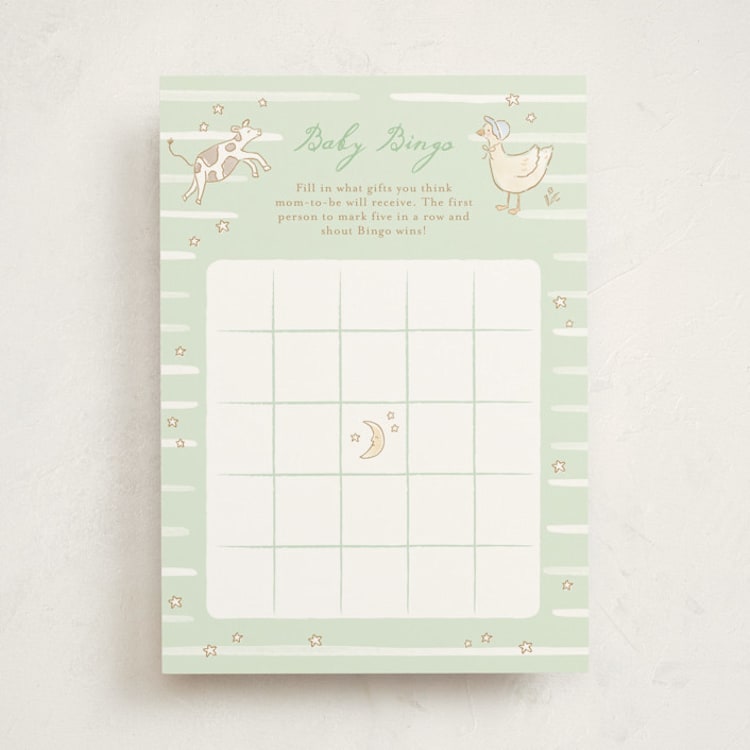 "Nursery Rhyme" - Baby Shower Game Cards in Mint by Jennifer Wick - Front