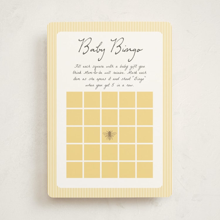 "Soon to Bee" - Baby Shower Game Cards in Buttercup by Heather Schertzer - Front