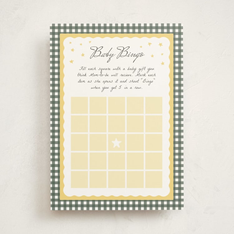 "Over the Moon" - Baby Shower Game Cards in Dandelion by Heather Schertzer - Front