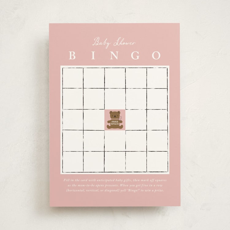 "Beary Cute" - Baby Shower Game Cards in Rose by mo kelley - Front