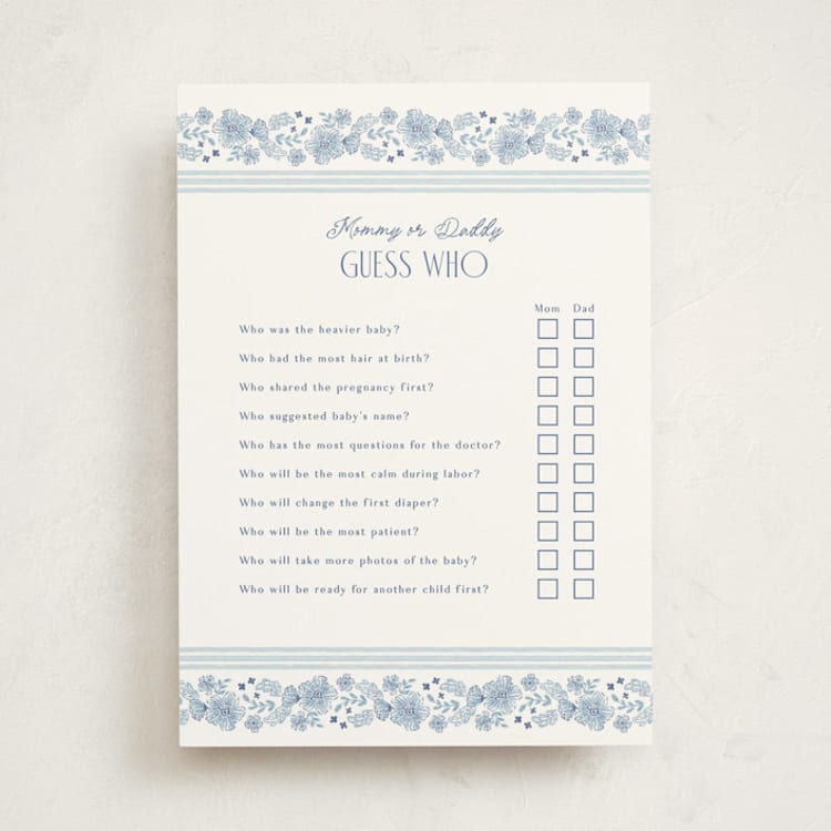 "Handkerchief" - Baby Shower Game Cards in Cornflower by Laura Hankins - Front