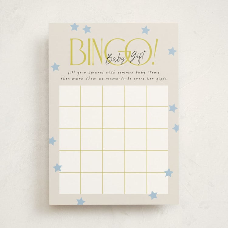 "Bright Star" - Baby Shower Game Cards in Skylight by Laura Hankins - Front