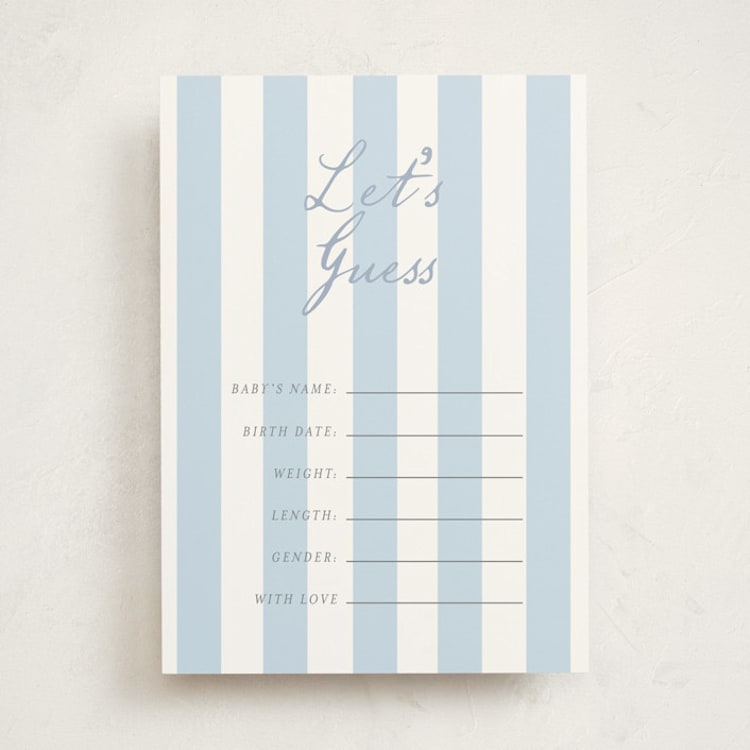 "Sail Boats Baby" - Baby Shower Game Cards in Periwinkle by Angela Thompson - Front