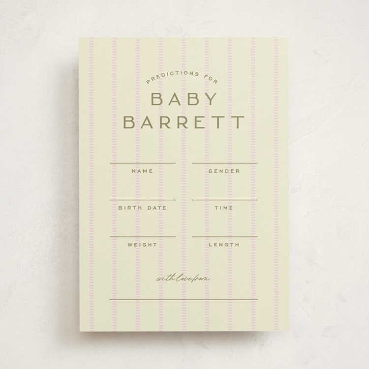 "stitched lines" - Baby Shower Game Cards in Blush by Ellen Schlegelmilch - Front