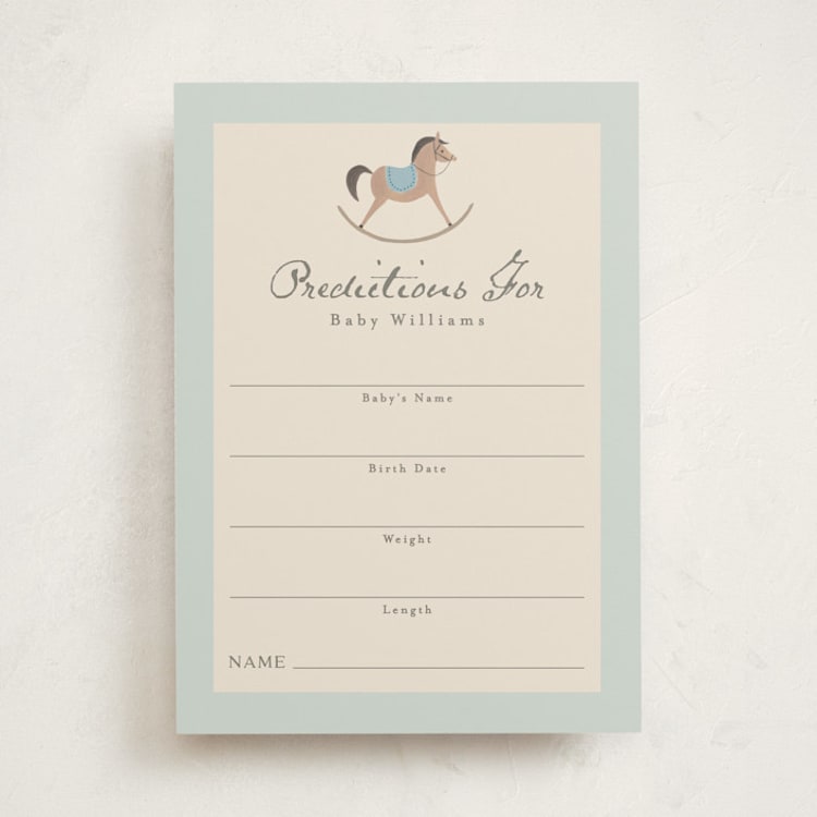 "Heirloom Rocking Horse" - Baby Shower Game Cards in Sky by Karidy Walker - Front