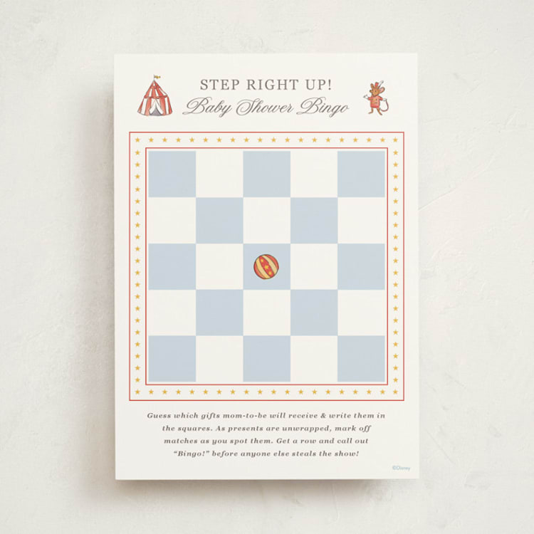 "Disney's Dumbo Circus" - Baby Shower Game Cards in Elephant by Corinne Malesic - Front