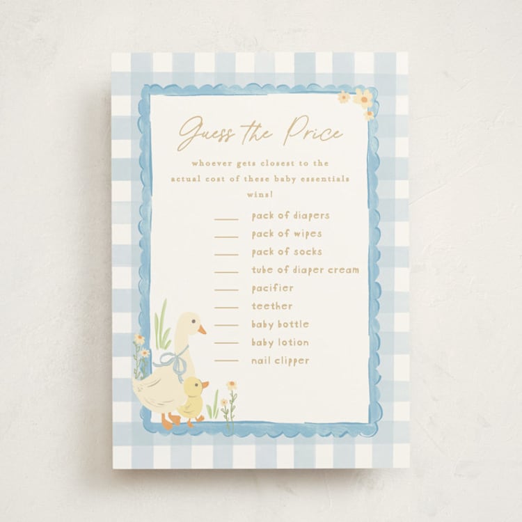 "Vintage goose" - Baby Shower Game Cards in Sky by Creo Study - Front