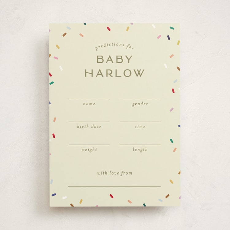 "tiny bold sprinkles" - Baby Shower Game Cards in Cream by Ellen Schlegelmilch - Front