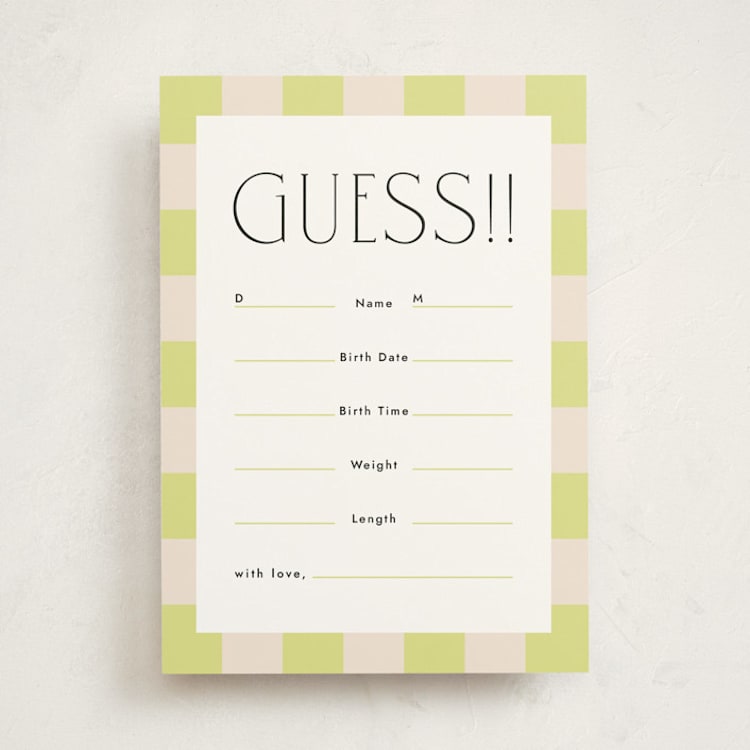 "two times" - Baby Shower Game Cards in Lime by letterfix - Front
