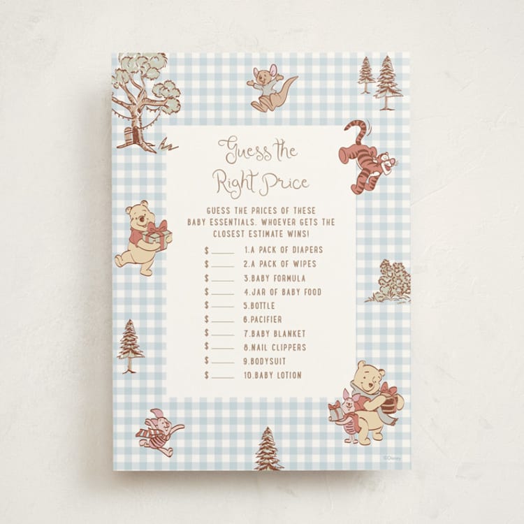 "Disney's Winter Pooh" - Baby Shower Game Cards in Sky by Teju Reval - Front