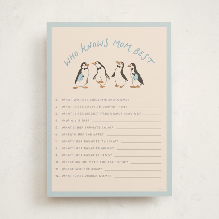 "Disney’s Mary Poppins Jolly Penguins" - Baby Shower Game Cards in Ice by Creo Study - Front