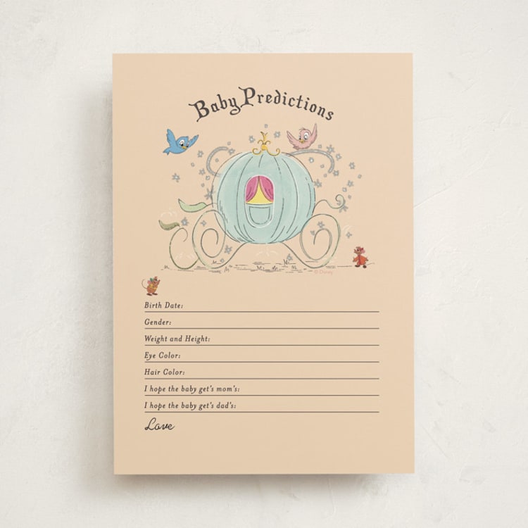 "Disney's Cinderella Pumpkin Patch" - Baby Shower Game Cards in Peach by Becky Nimoy - Front