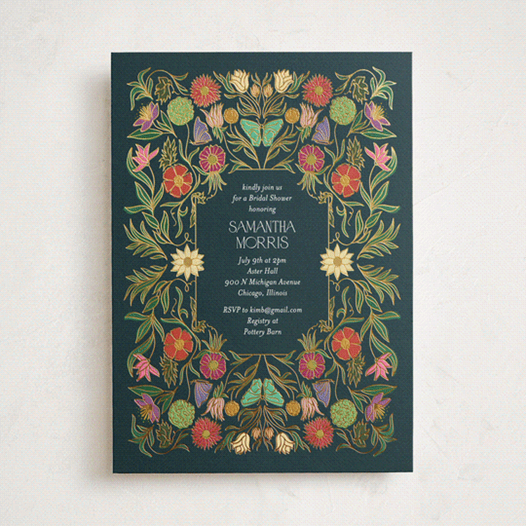 "Gilded Tapestry" - Bridal Shower Invitations in Midnight Garden by Simona Camp - Front