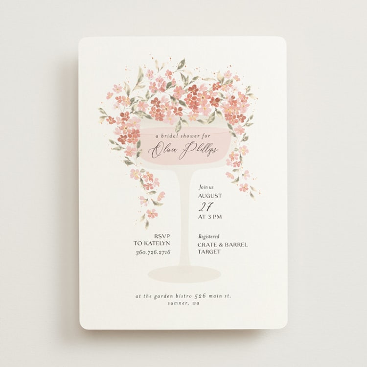 "Botanical Cheers" - Bridal Shower Invitations in Petal by Itsy Belle Studio - Front