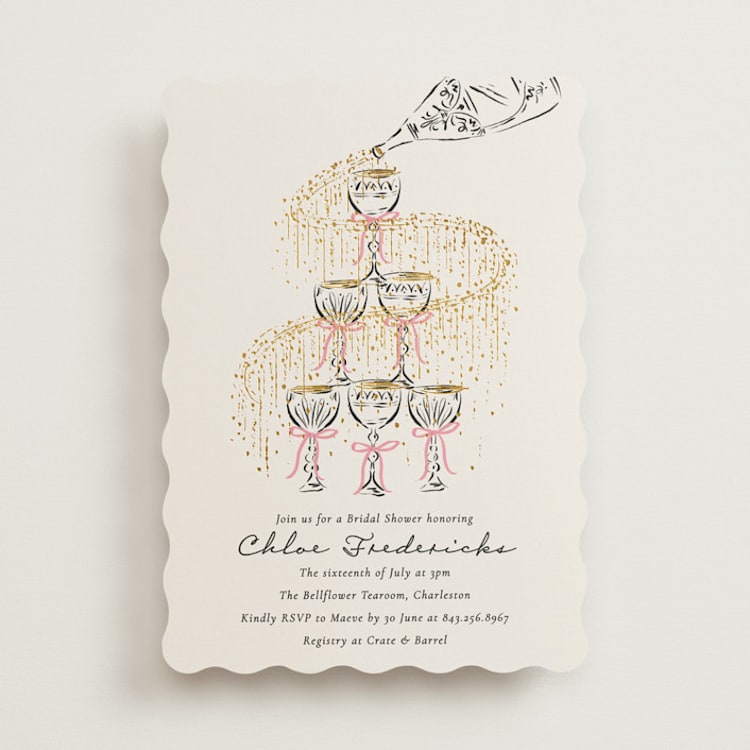 "Sparkling Champagne Tower" - Bridal Shower Invitations in Petal by Jackie Crawford - Front