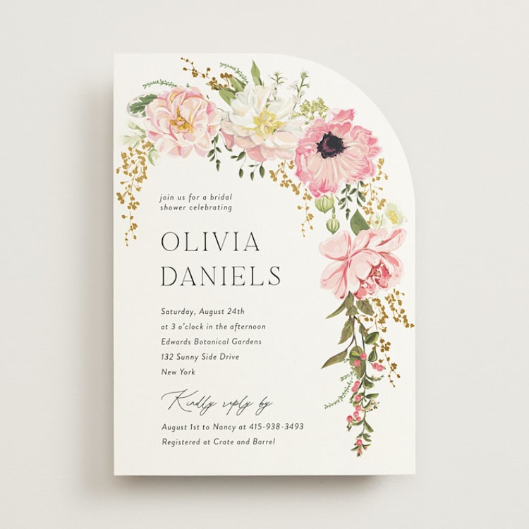 "Timeless Blooms" - Bridal Shower Invitations in Peony by Susan Moyal - Front