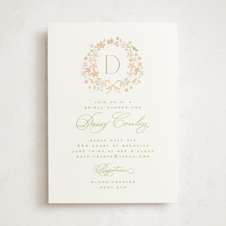 "garden monogram" - Bridal Shower Invitations in Leaf by Kristie Kern - Front