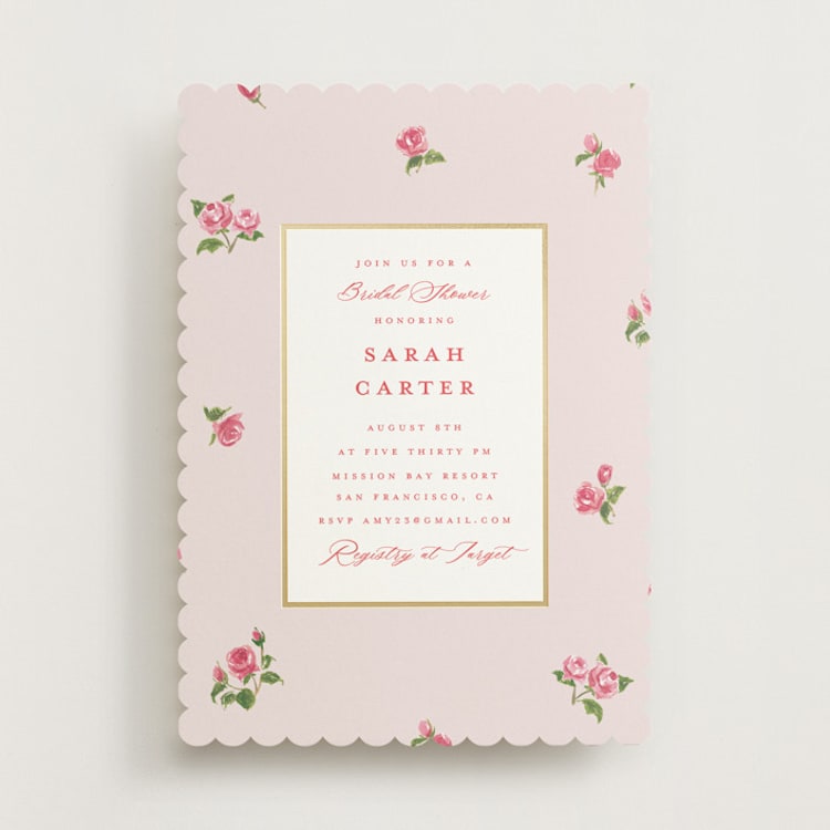 "Romantic Roses" - Bridal Shower Invitations in Blush by Teju Reval - Front
