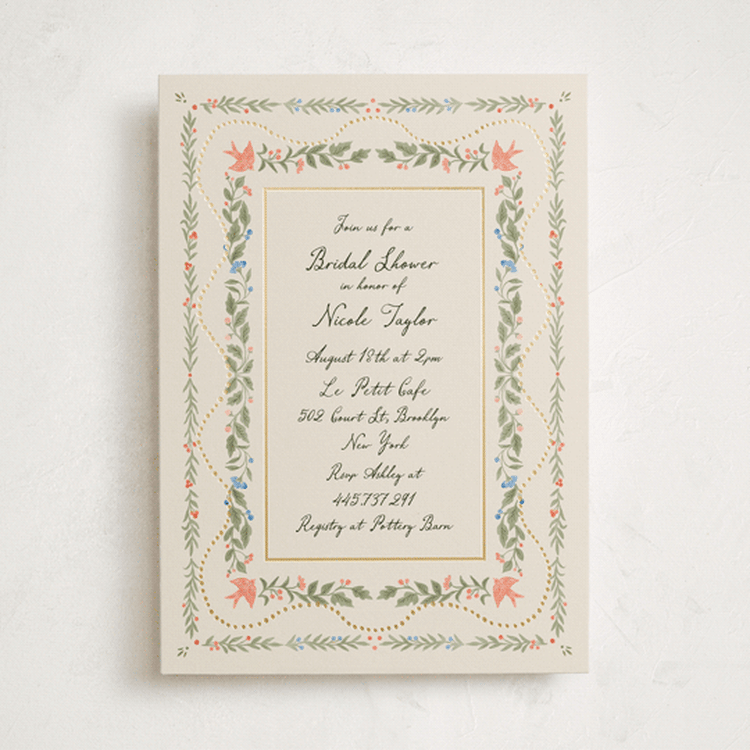 "Birdsong" - Bridal Shower Invitations in Garden by Elly - Front