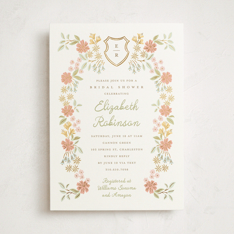 "Libby" - Bridal Shower Invitations in Peony by Erin German - Front