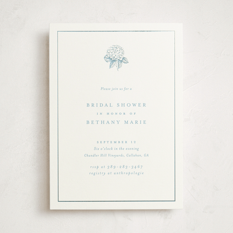 "Hydrangea bloom" - Bridal Shower Invitations in Seaside by Stacey Meacham - Front