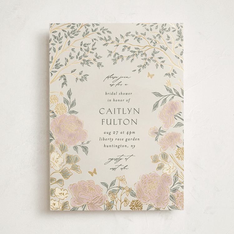 "dancing in the garden" - Bridal Shower Invitations in Blush Meadow by Grae - Front