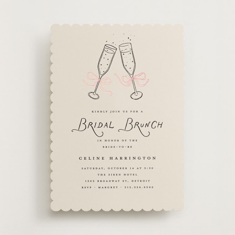 "Bubbly Brunch" - Bridal Shower Invitations in Licorice by Pixel and Hank - Front