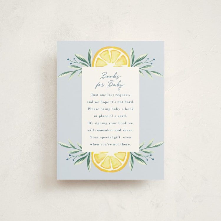 "Lemons" - Baby Shower Insert Cards in Pale Blue by Megan Cash - Front
