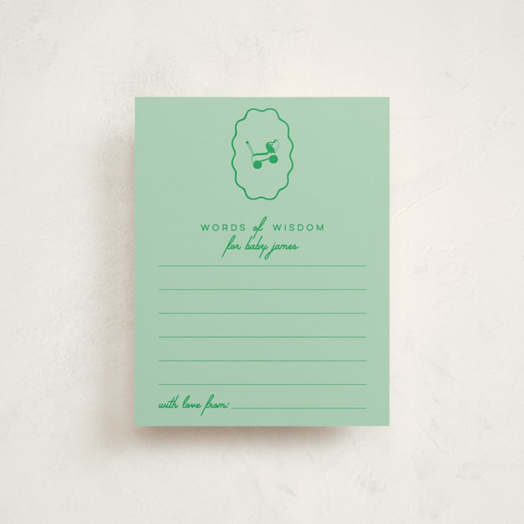 "Vintage Classic" - Baby Shower Insert Cards in Mint by Jen Ramsey - Front