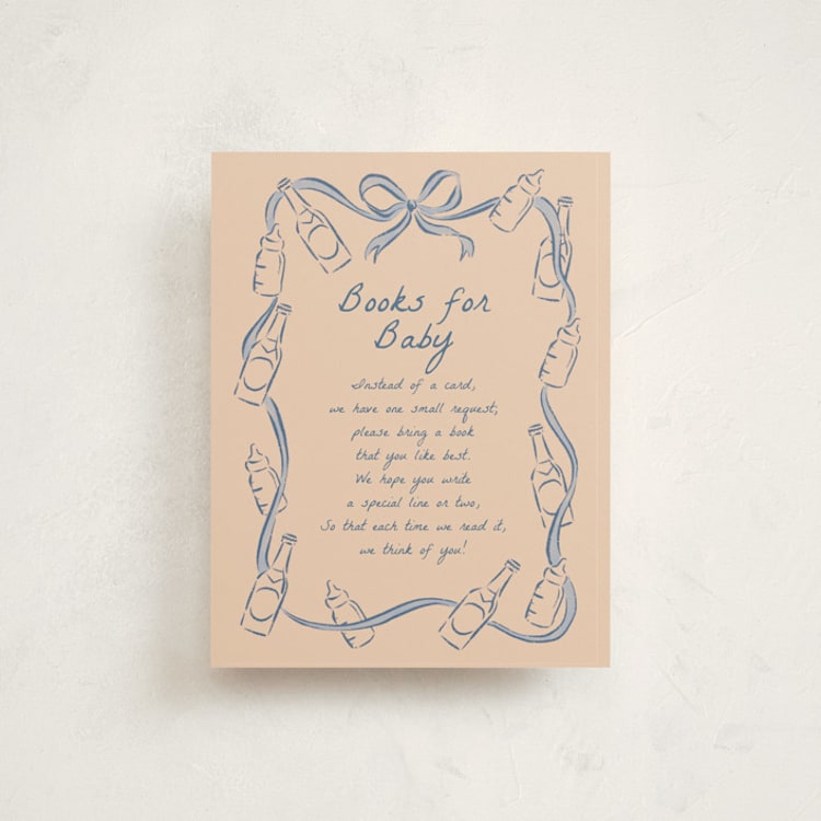"Bottles and Brews" - Baby Shower Insert Cards in Periwinkle by Jamie Alexander - Front