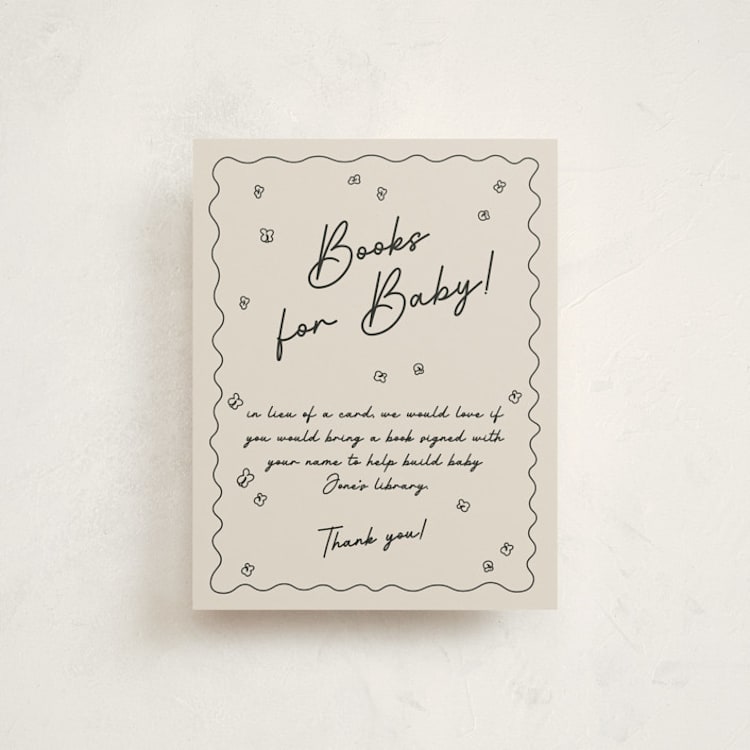 "Popcorn Baby" - Baby Shower Insert Cards in Licorice by Leish - Front