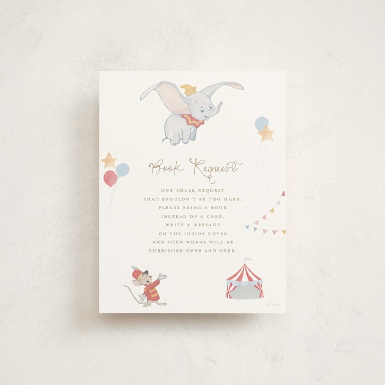 "Disney's Dumbo Come One Come All" - Baby Shower Insert Cards in Pearl by Teju Reval - Front