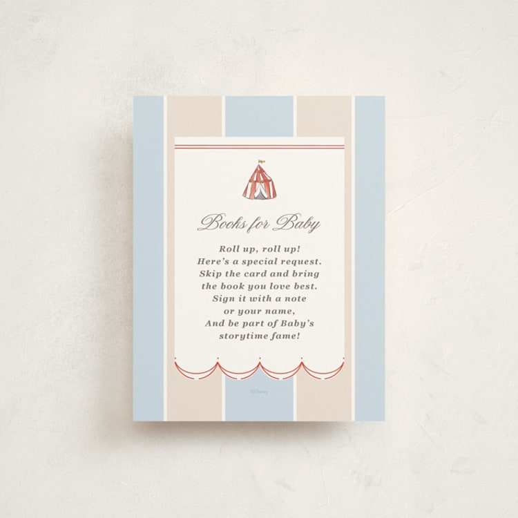 "Disney's Dumbo Circus" - Baby Shower Insert Cards in Elephant by Corinne Malesic - Front