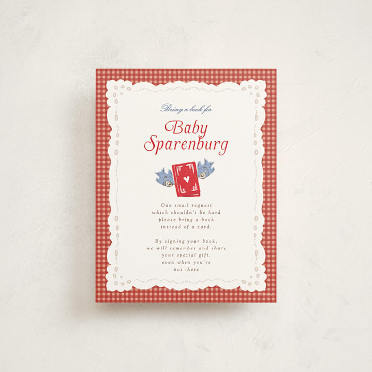 "Disney Woodland Gingham" - Baby Shower Insert Cards in Apple by Erin L. Wilson - Front