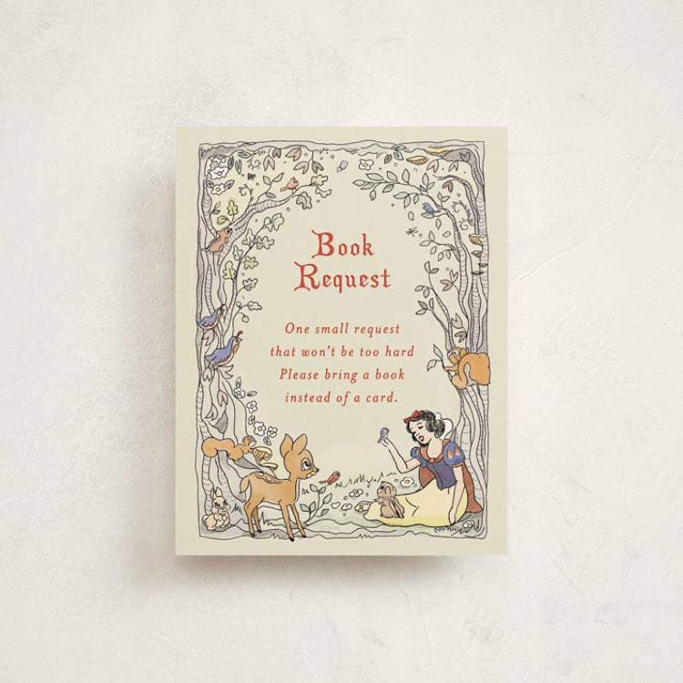 "Disney's Snow White Woodland" - Baby Shower Insert Cards in Buttercream by Becky Nimoy - Front