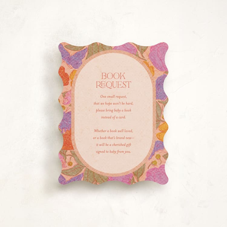 "Vintage Garden" - Baby Shower Insert Cards in Peach by Simona Camp - Front