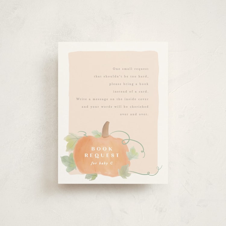 "Lil Pumpkin" - Baby Shower Insert Cards in Blush by Creo Study - Front