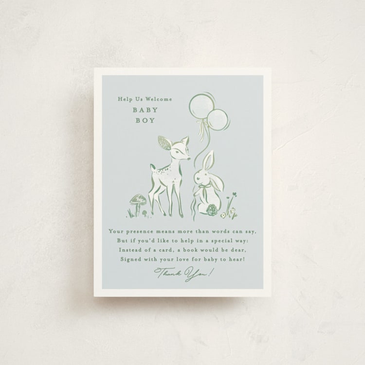 "Woodland Party" - Baby Shower Insert Cards in Bluebird by Julie Murray - Front