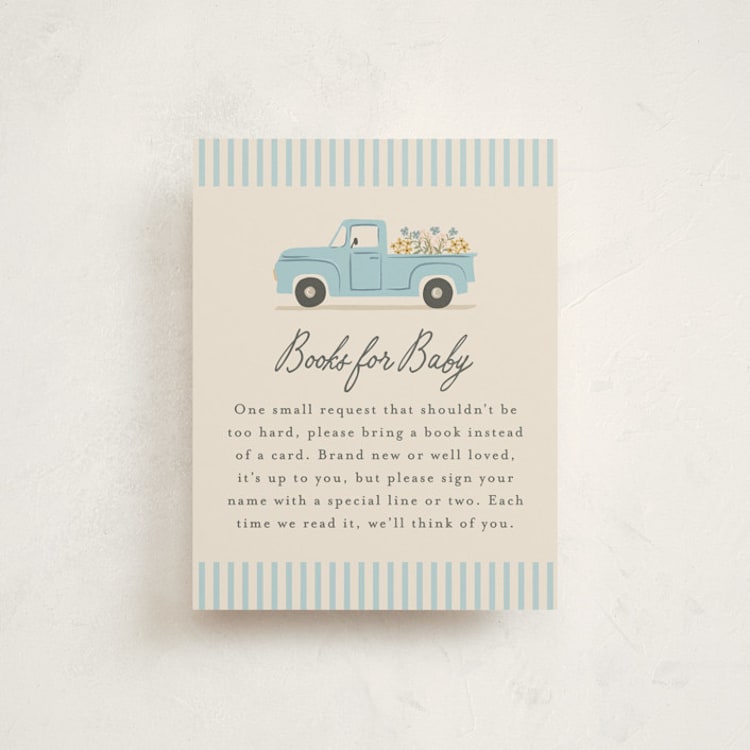 "Classic Truck" - Baby Shower Insert Cards in Lake by Karidy Walker - Front