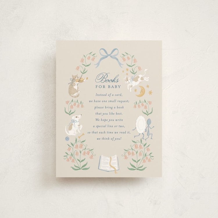 "Hey, diddle diddle" - Baby Shower Insert Cards in Forget-me-not by Jamie Alexander - Front