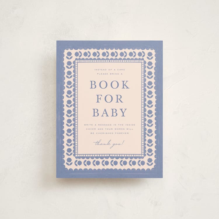 "Heirloom" - Baby Shower Insert Cards in Powder by Sierra Lee - Front