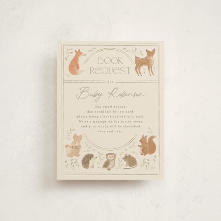 "Woodland storybook" - Baby Shower Insert Cards in Ecru by Creo Study - Front