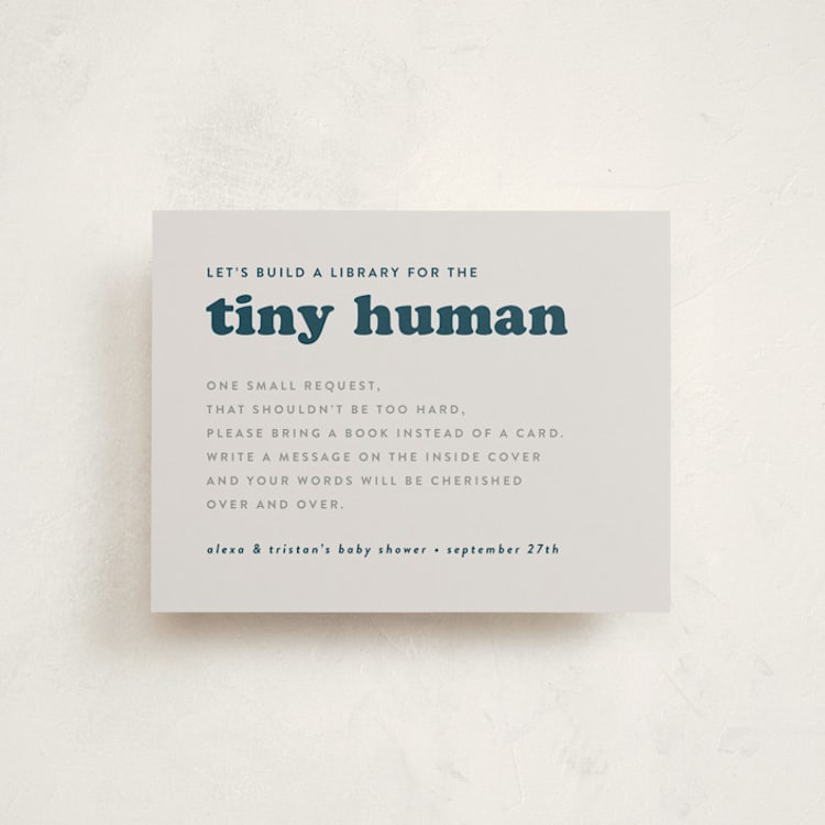 "Tiny Human" - Baby Shower Insert Cards in Whale by Corinne Malesic - Front