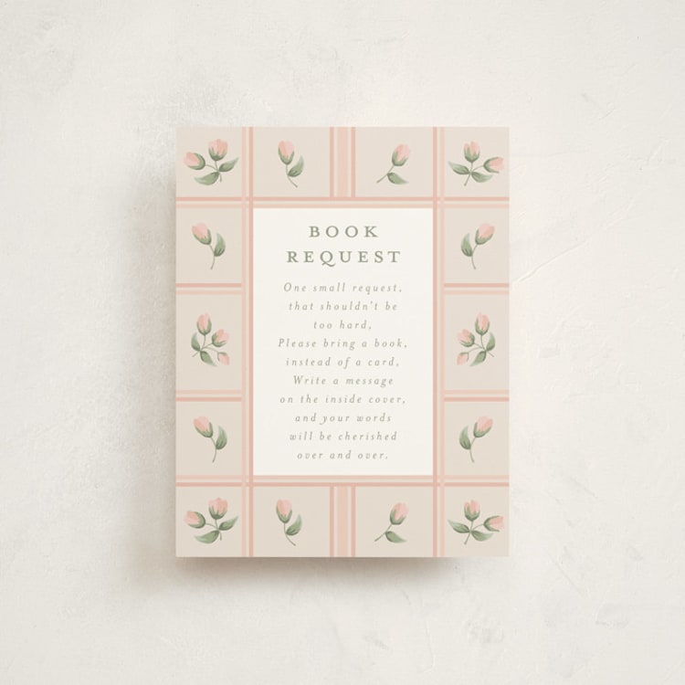 "Rose Quilt" - Baby Shower Insert Cards in Blush by Jennifer Holbrook - Front