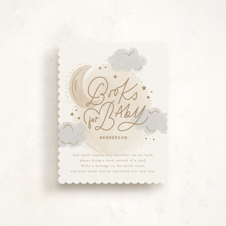 "Moon and stars" - Baby Shower Insert Cards in Latte by Creo Study - Front