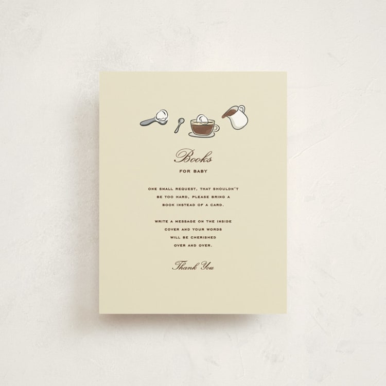 "Espresso" - Baby Shower Insert Cards in Cream by Jennifer Lew - Front