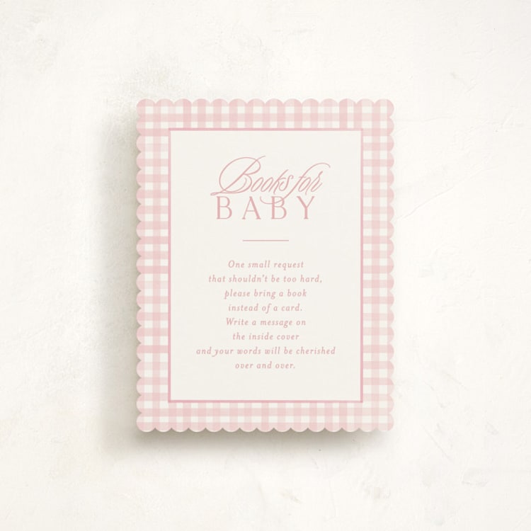 "Classic Gingham" - Baby Shower Insert Cards in Cotton Candy by Creo Study - Front