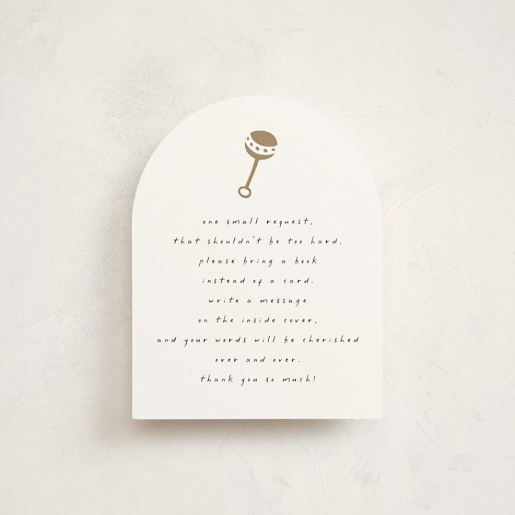 "Gold Rattle" - Baby Shower Insert Cards in Cotton by Stacy Maalouf - Front